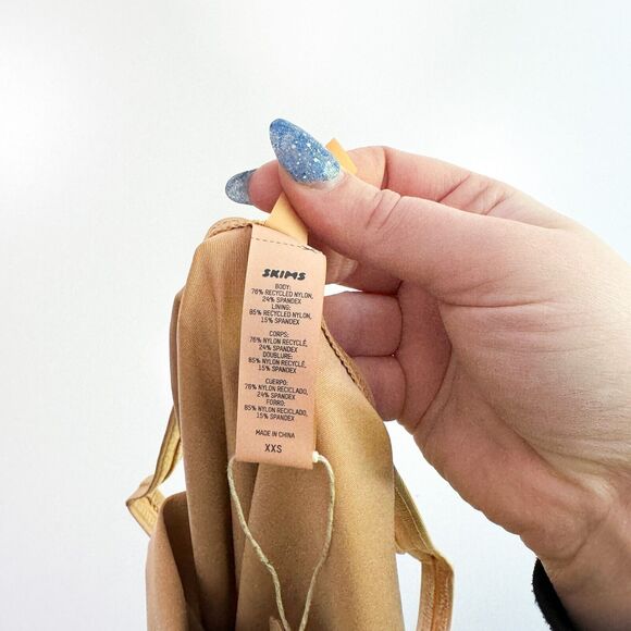 SKIMS Signature Swim Tank Dress Women Beach Sleeveless Swimwear Ochre Sz 2XS NWT - Picture 6 of 8